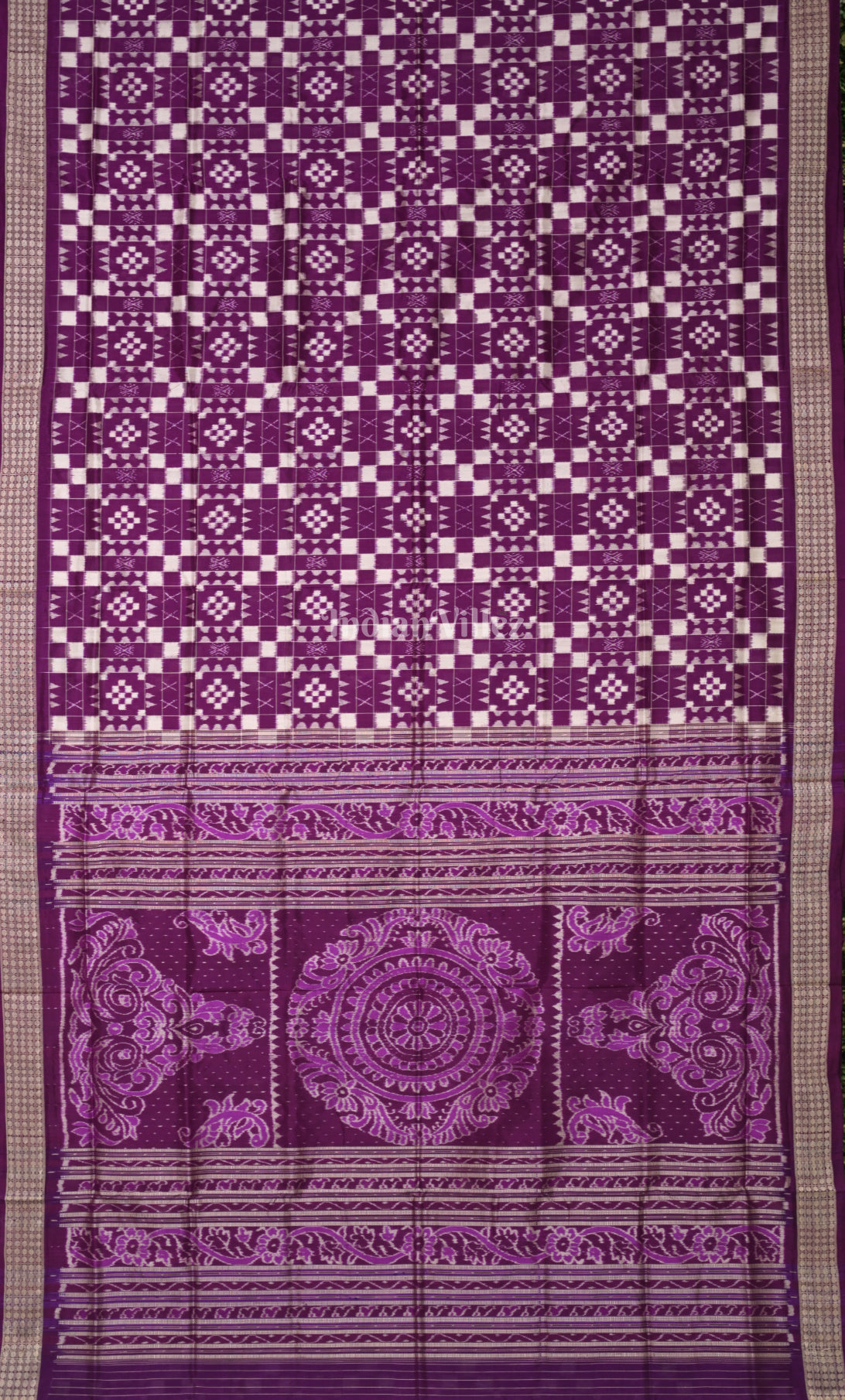 Purple Pasapali Odisha Ikat Sambalpuri Silk Saree 