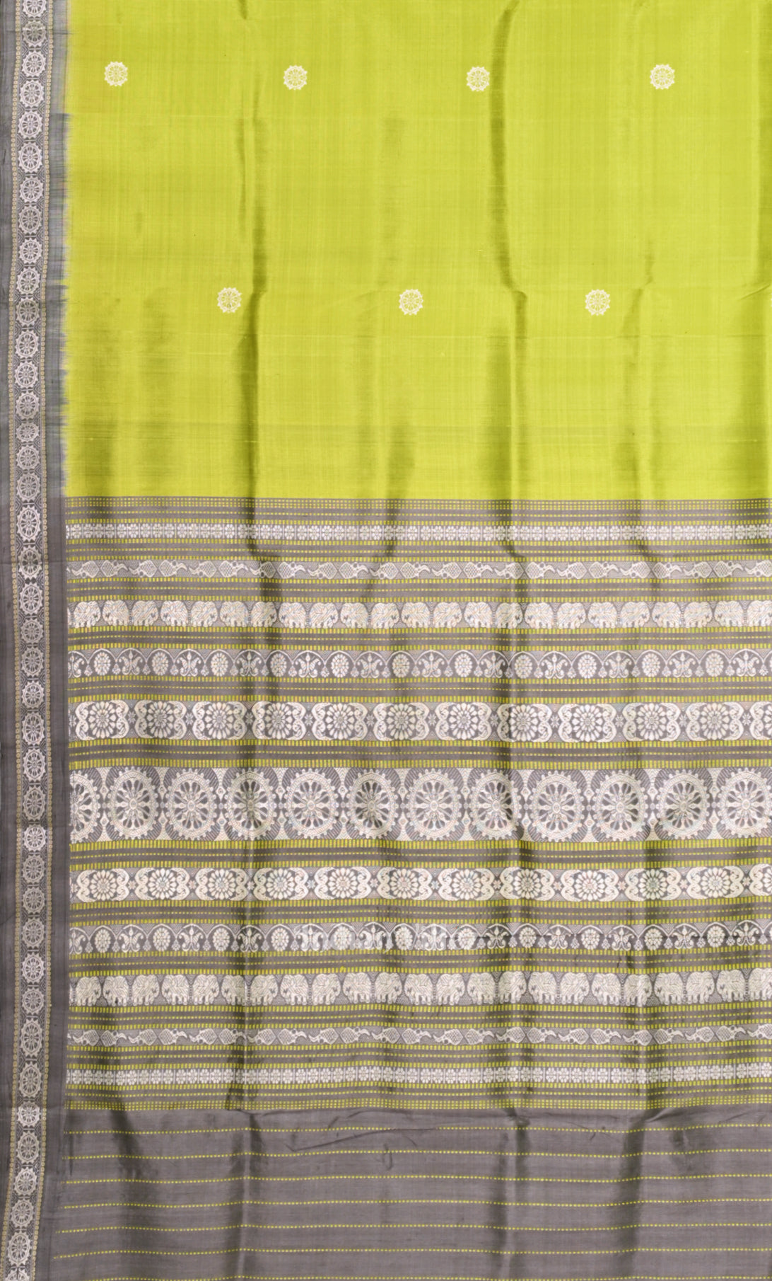 Mehendi Green Grey Buti Design Odisha Ikat Khandua Silk Saree
