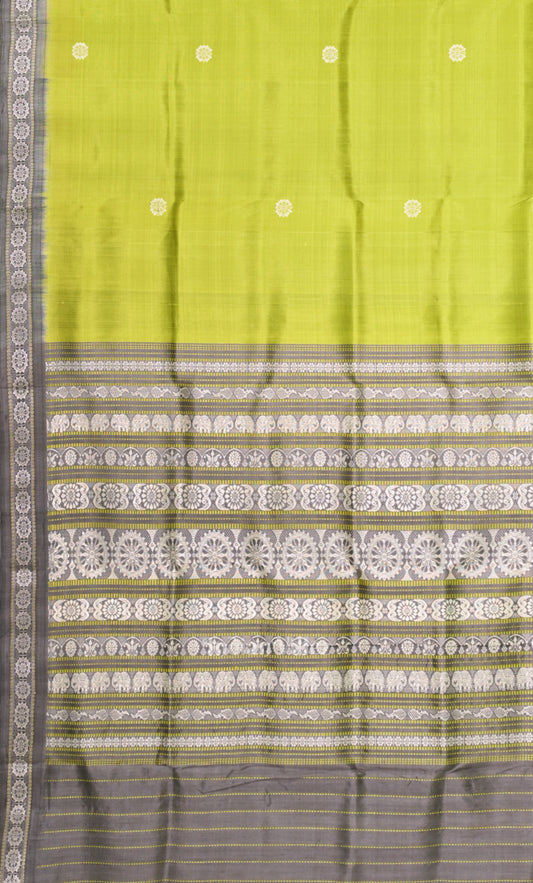 Mehendi Green Grey Buti Design Odisha Ikat Khandua Silk Saree