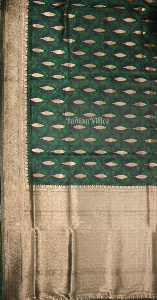 Seaweed Green Zari Banarasi Satin Silk Saree
