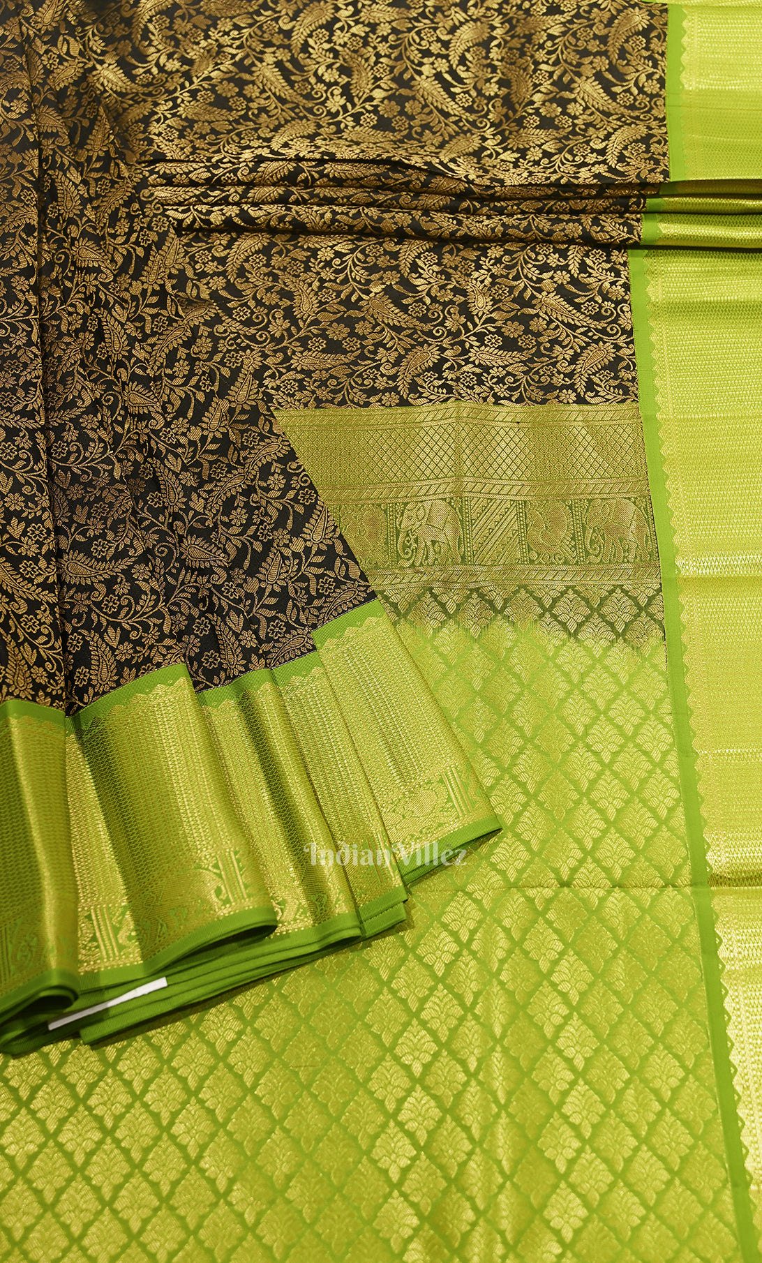 Bottle Green Pure Brocade Kanjivaram Silk Saree