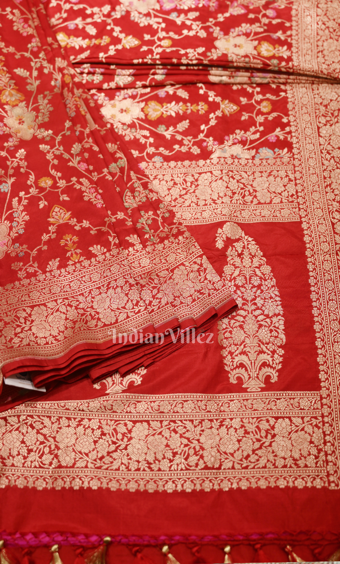 Red Meenakari Pure Katan Banarasi Silk Saree