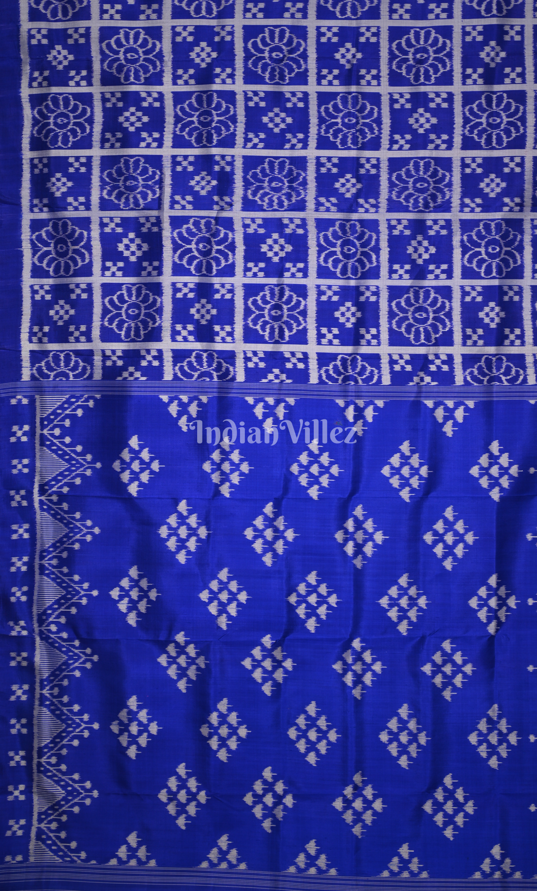 Royal Blue Odisha Ikat Contemporary Designer Silk Saree