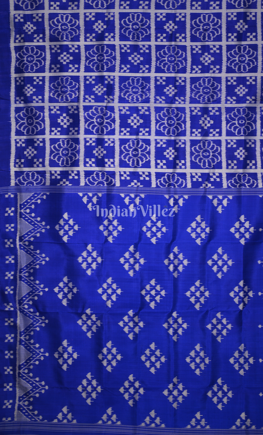 Royal Blue Odisha Ikat Contemporary Designer Silk Saree