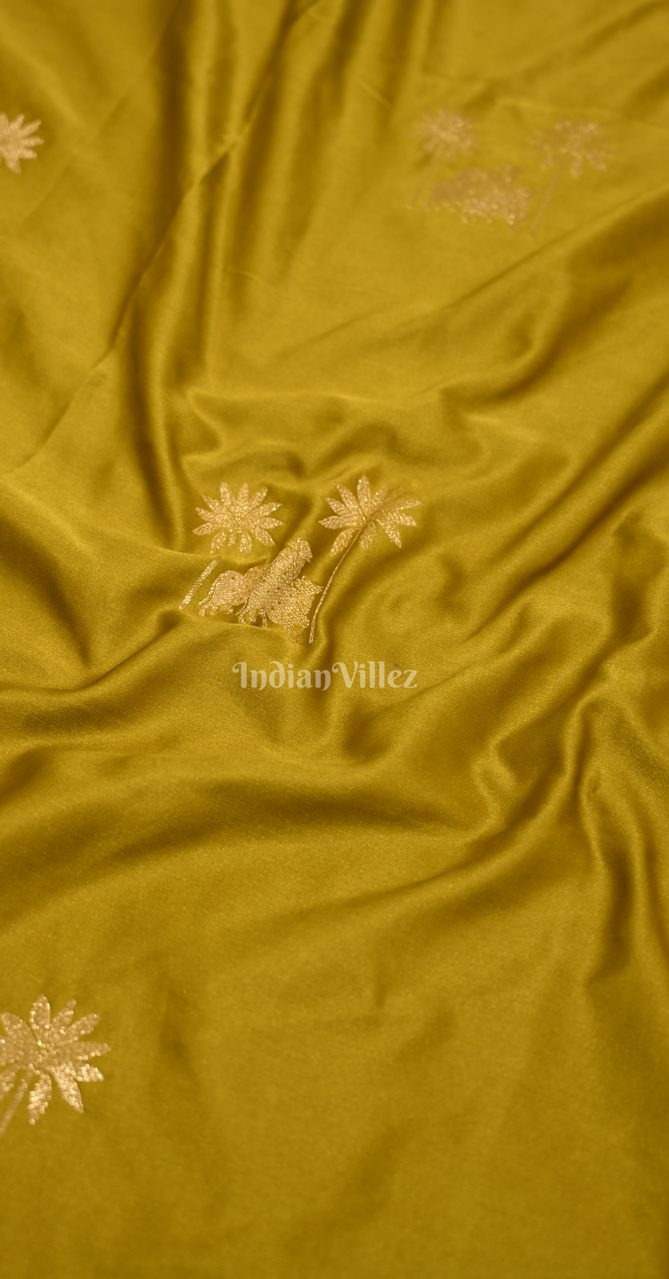 Mustard Yellow Mashru Satin Banarasi Silk Saree with Pichwai Motif