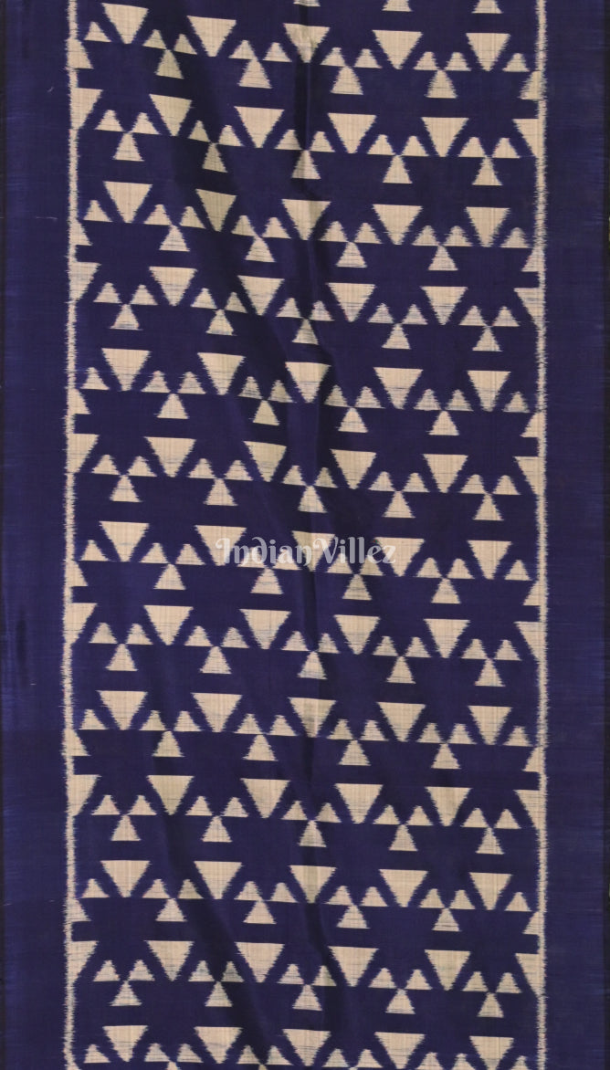 Blue Odisha Ikat Pure Sambalpuri Silk Stole 