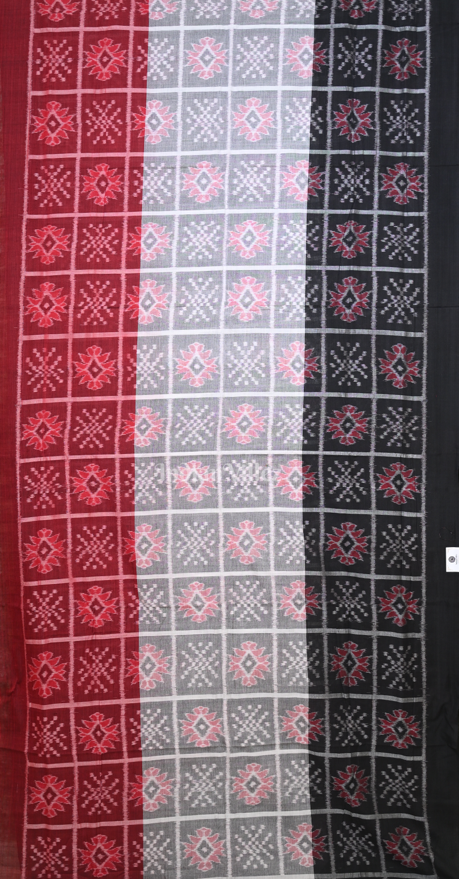 Grey Black White Nabakothi Odisha Ikat Sambalpuri Cotton Saree 