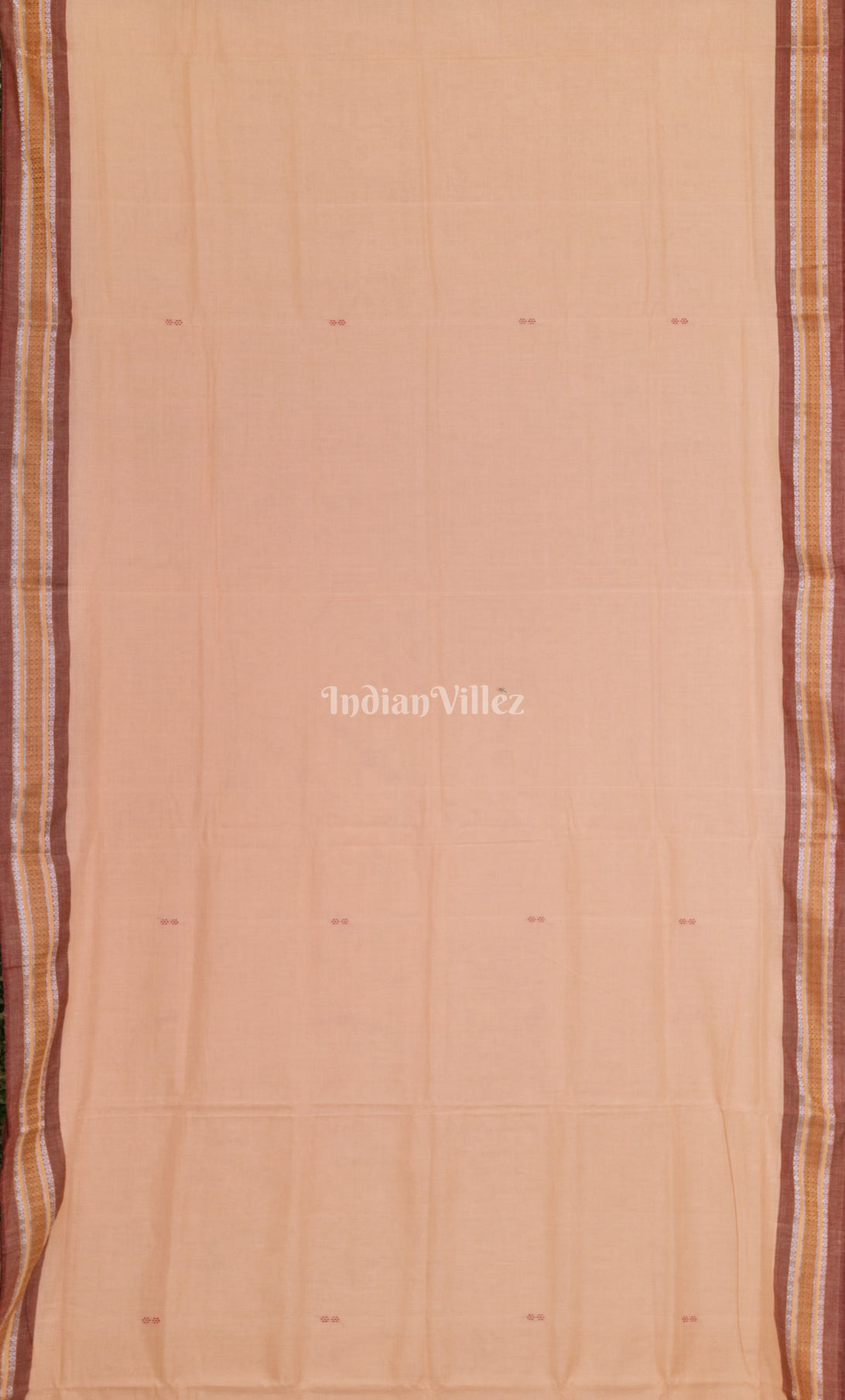 Beige Maroon  Odisha Ikat Maniabandha Cotton Saree 