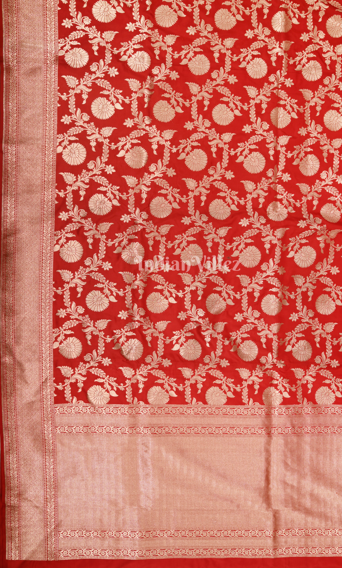 Stunning Bridal Red Brocade Pure Katan Banarasi Silk Saree 