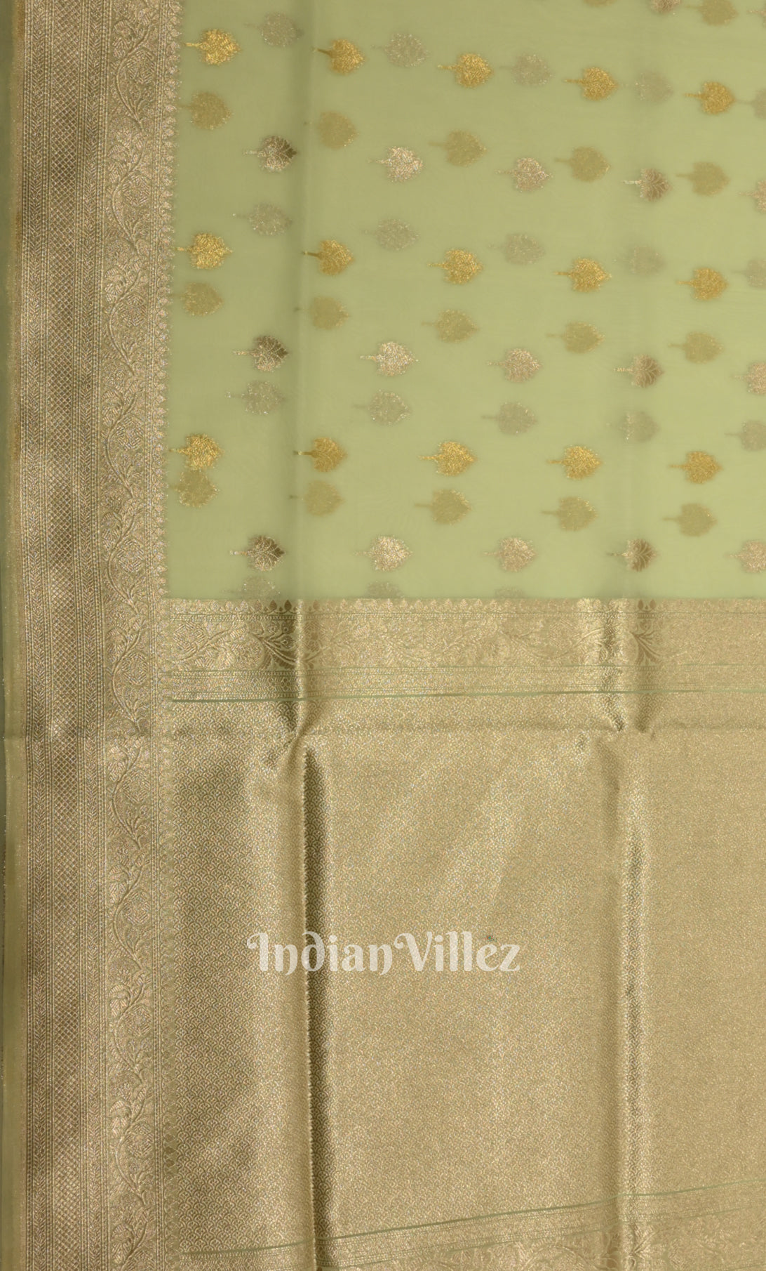 Mint Green Chanderi Silk  Banarasi Saree