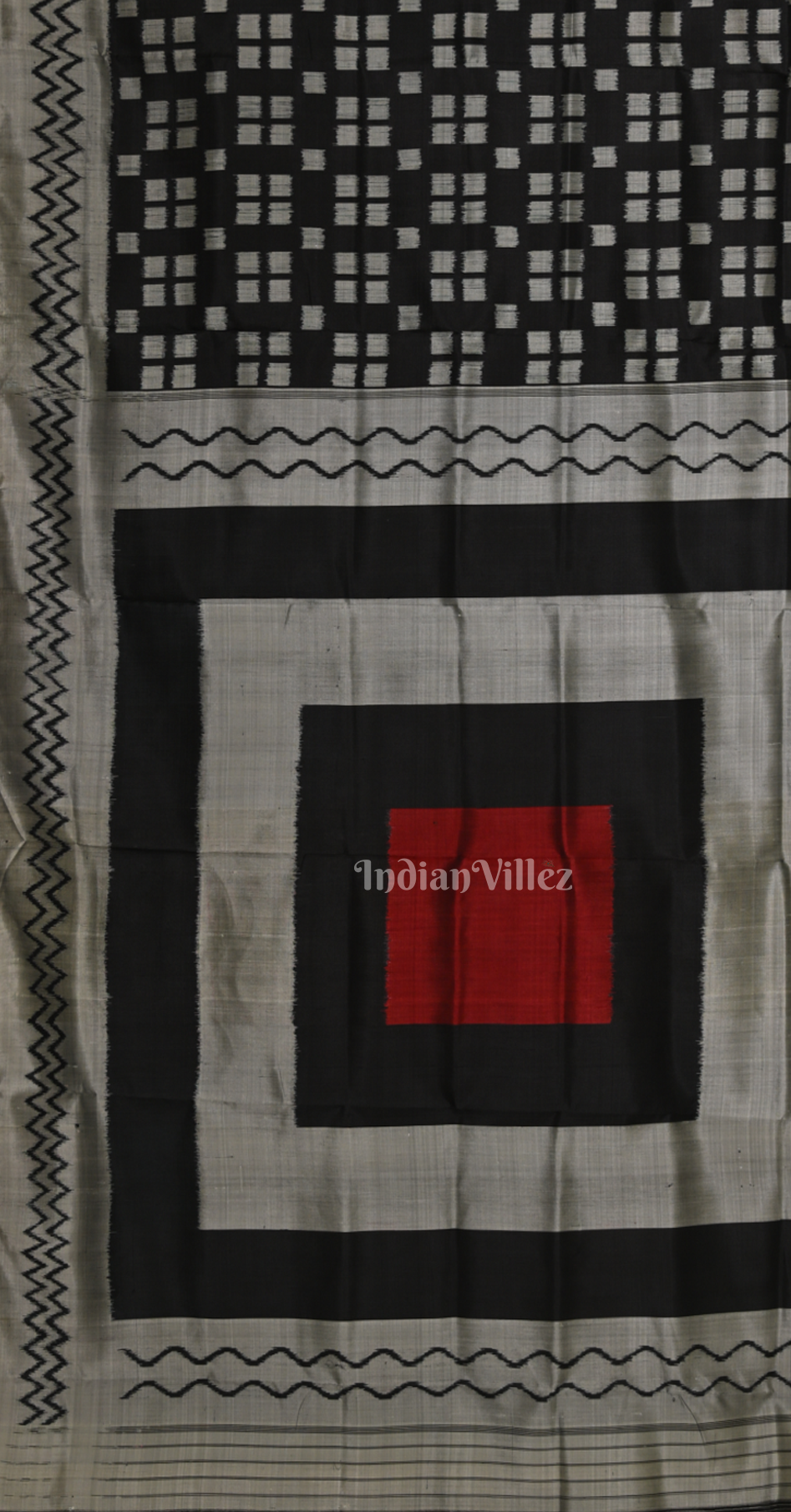 Grey Black Body Pasapali Odisha Ikat Contemporary Designer Silk Saree