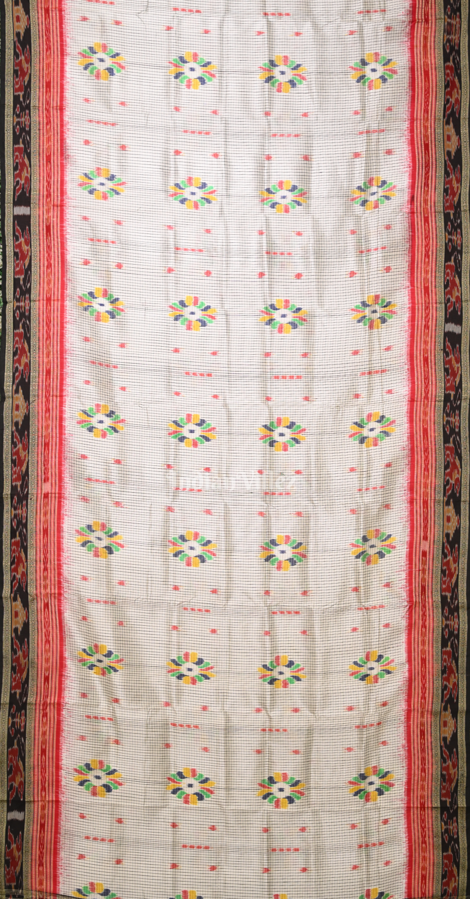 White Black Baghambari Odisha Ikat Khandua Silk Saree