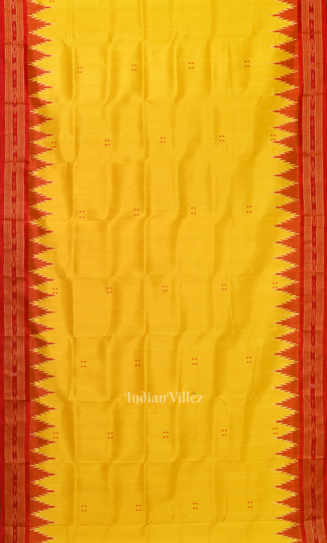 Yellow Red Buti Odisha Ikat Khandua Silk Saree 