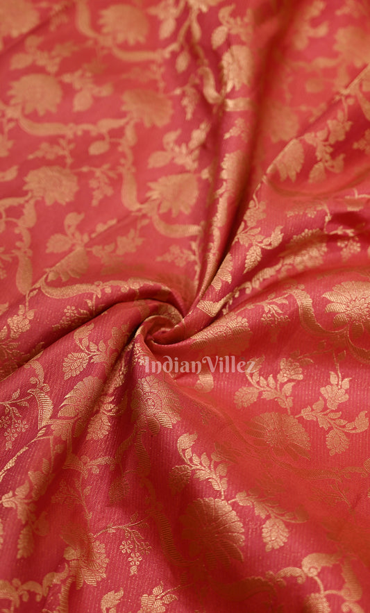 Bridal Pink Floral Brocade Pure Kanjivaram Silk Saree 