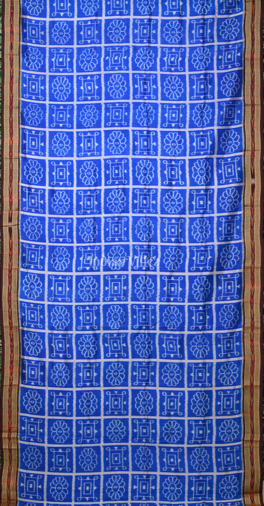 Blue Maroon Nabakothi Odisha Ikat Khandua Silk Saree