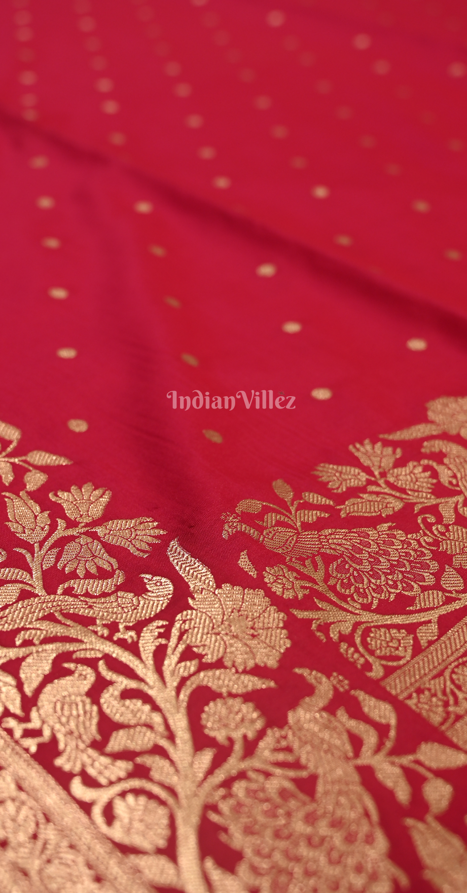 Red Mashru Butta Design Pure Mashru Satin Silk Banarasi Saree 