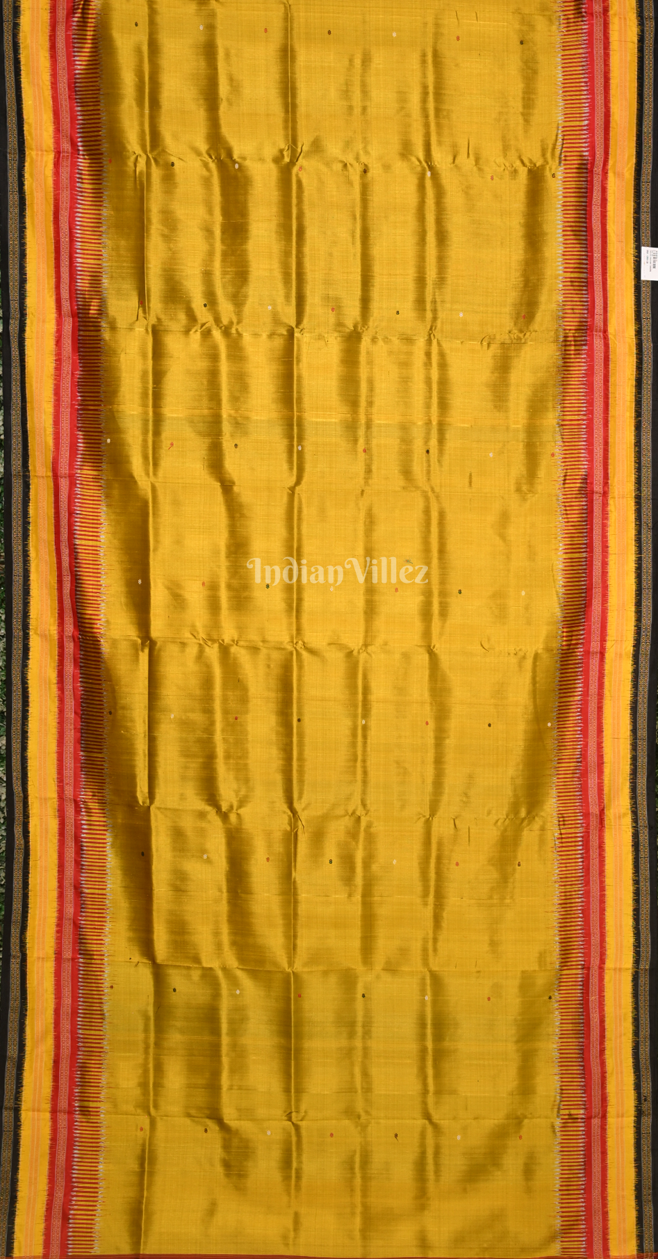 Mustard Yellow  Buti Design Kathiphera Odisha Ikat Khandua Silk Saree