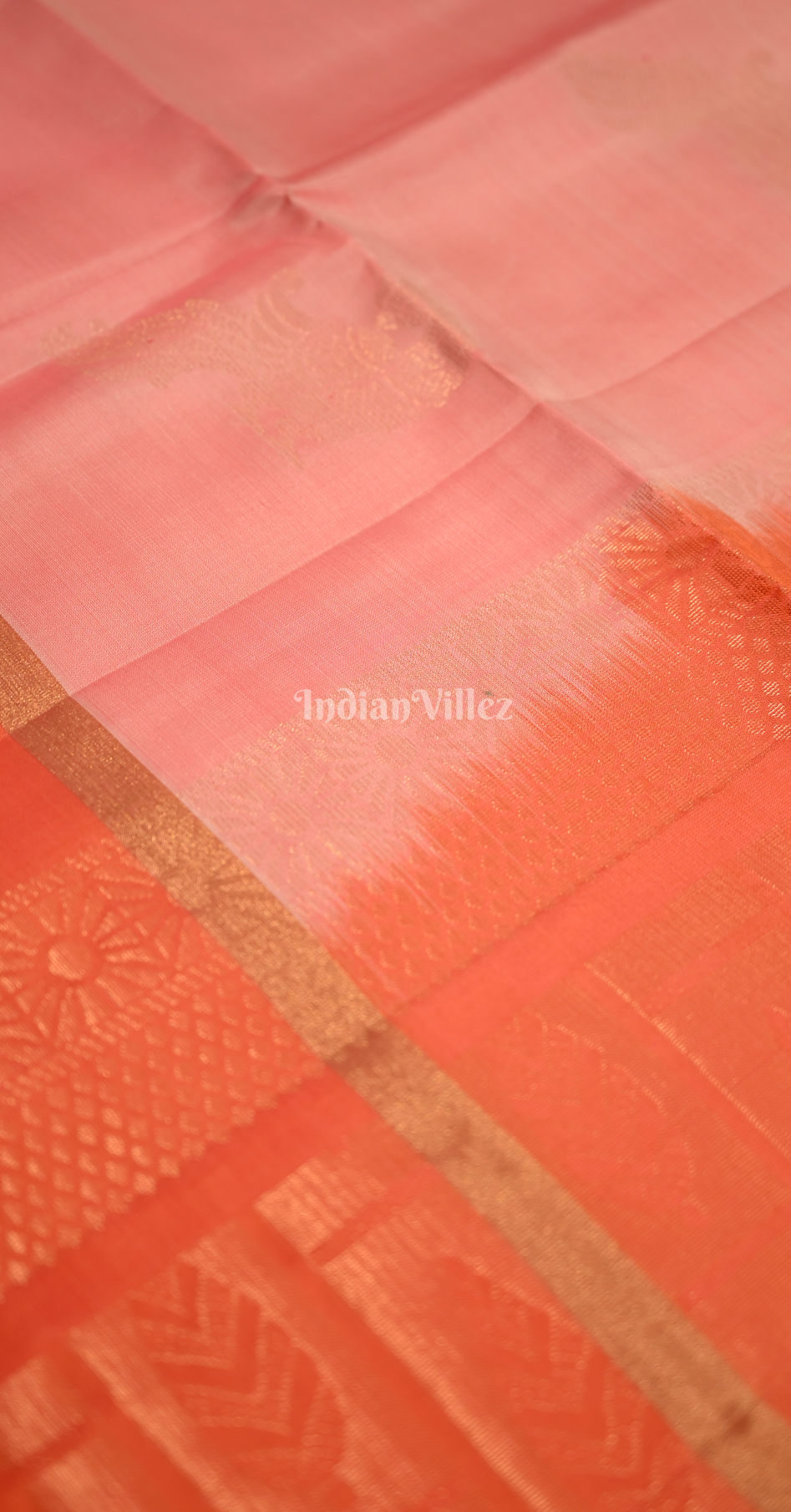 Peach Red Pure Kanjivaram Soft Silk Saree 