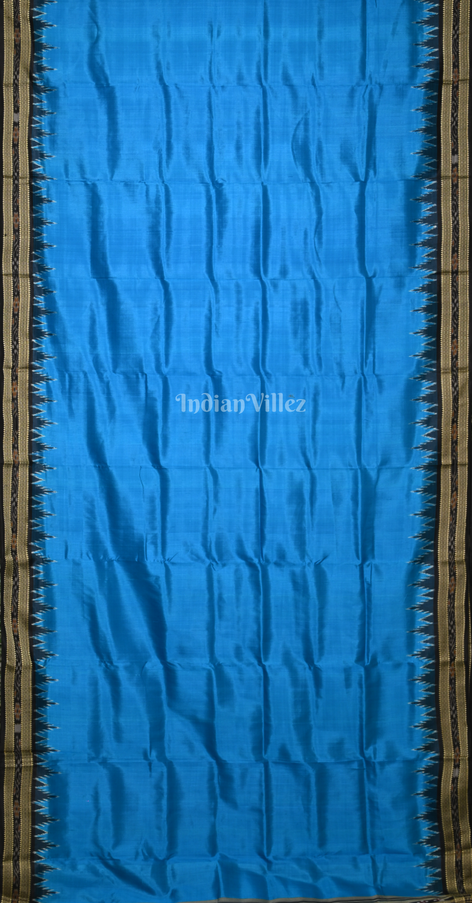 Sky Blue Black Butta Design Odisha Ikat Khandua Silk Saree