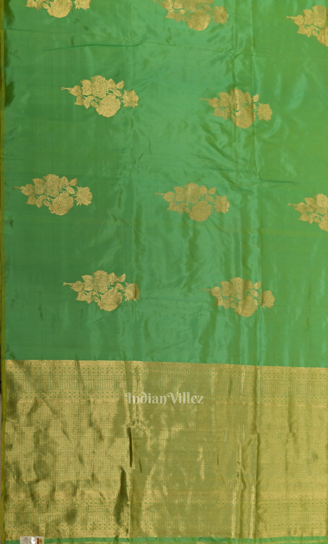 Parrot Green Pure Katan Silk Banarasi Saree