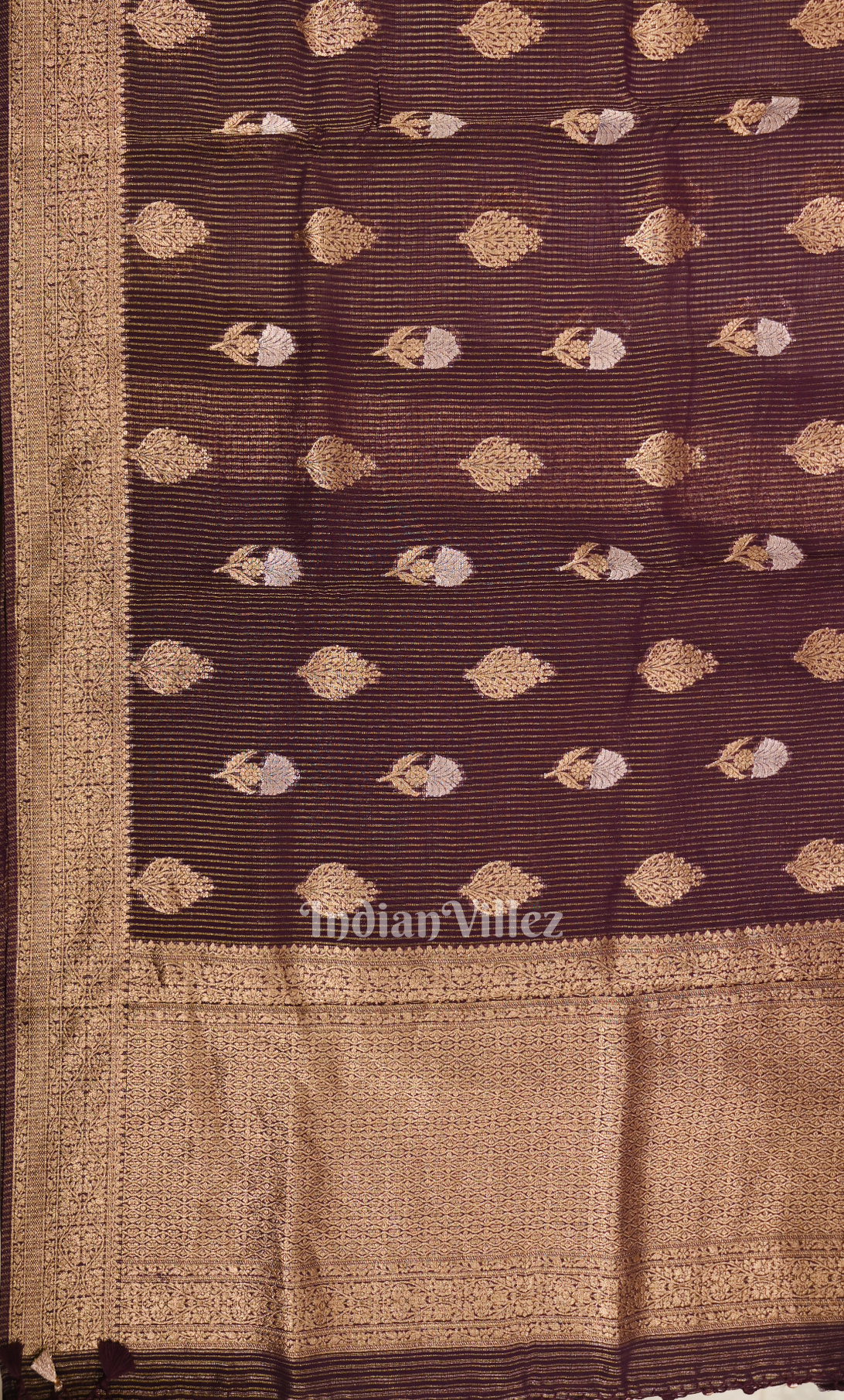 Purple Gold Pure Monga Muslin Banarasi Silk Saree with Sona Rupa Zari