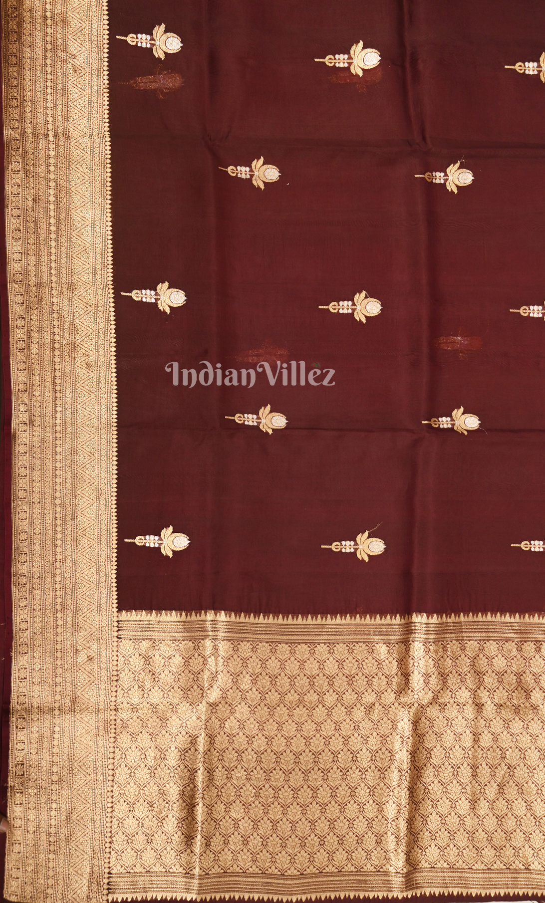 Coffee Golden Katan Banarasi Silk Saree