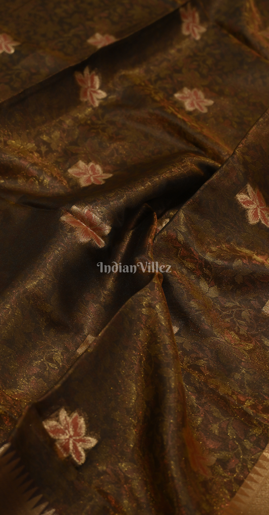 Maroon Two Tone Tissue Organza Weaving Saree