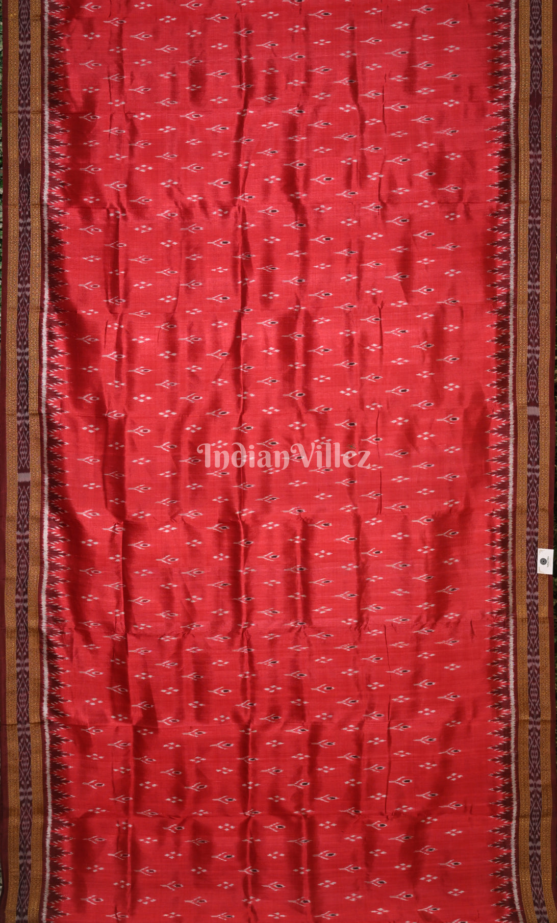 Red Coffee Mayur Chandrika Odisha Ikat Khandua Silk Saree 