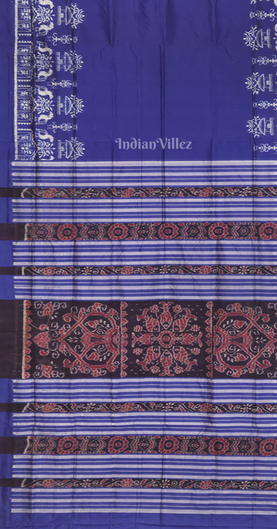 Blue Tribal House Scot Odisha Ikat Contemporary Sambalpuri Silk Saree 