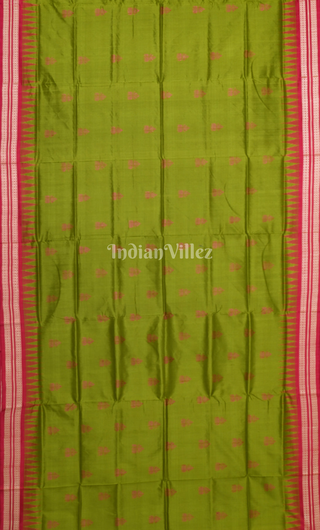 Mehendi Green Rani Pink Odisha Ikat Bomkai Sambalpuri Silk Saree 