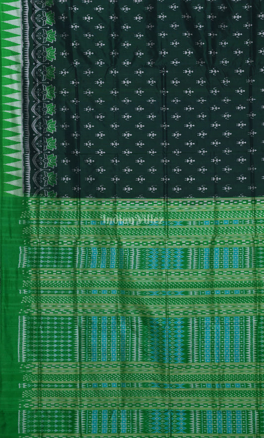 Bottle Green Tribal Theme  Odisha Ikat Sambalpuri Silk Saree