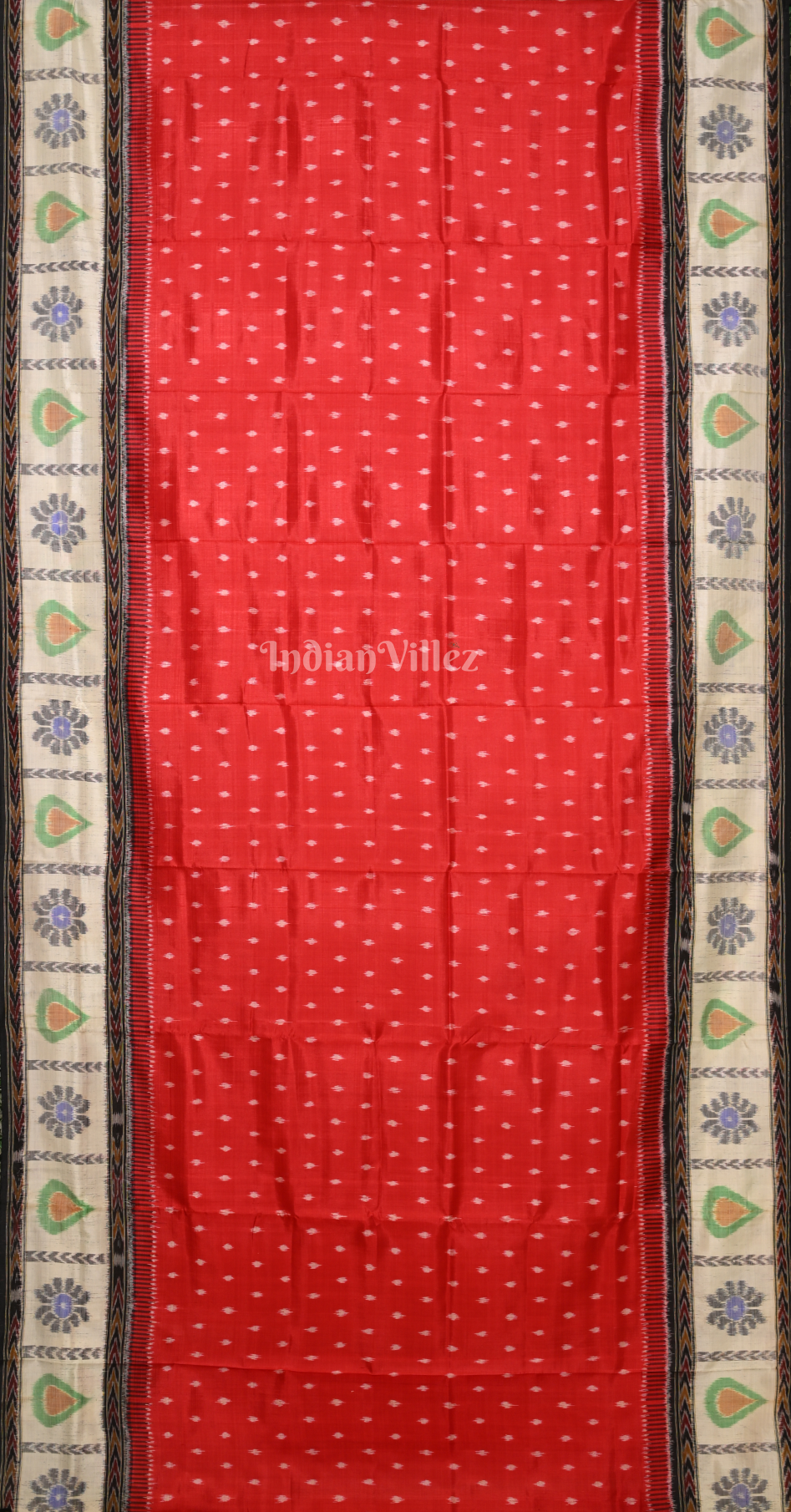 Red Green Buti Kathiphera Odisha Ikat Khandua Silk Saree