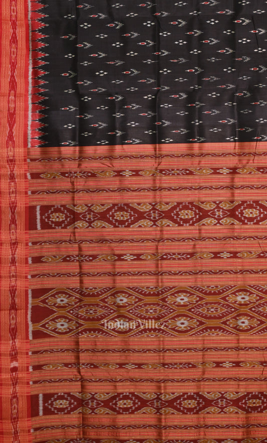 Red Black Mayur Chandrika Odisha Ikat Khandua Silk Saree 