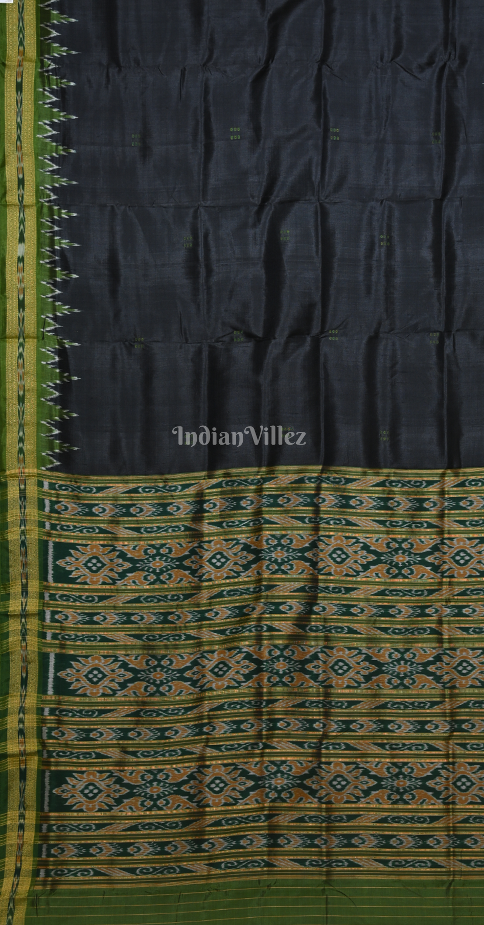 Black Green Buta Design Odisha Ikat Khandua Silk Saree