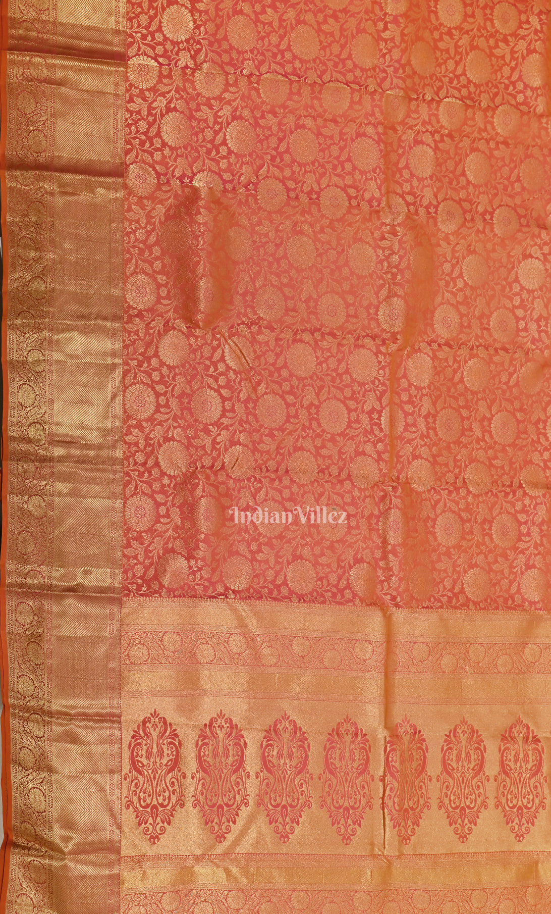  Red Floral Pure Brocade Kanjivaram Tissue Silk Saree
