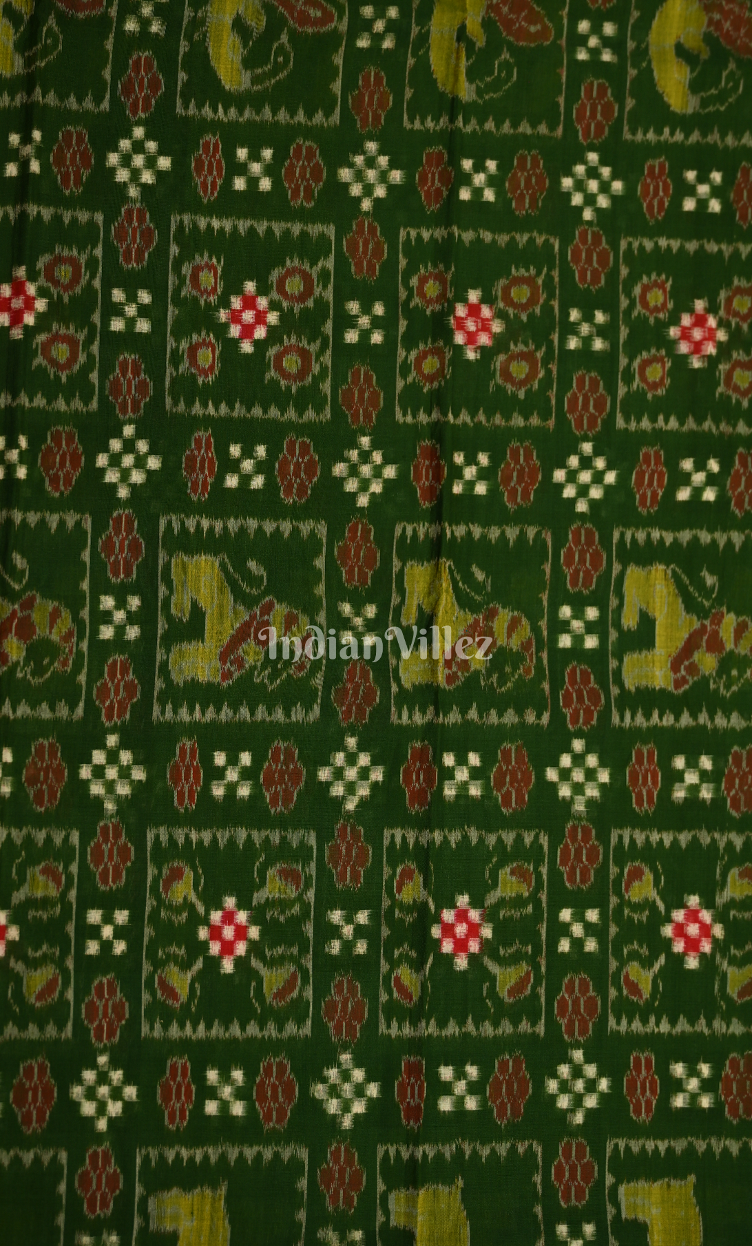 Green Mustard Yellow Paspali Odisha Ikat Sambalpuri Dress Set & Dupatta 