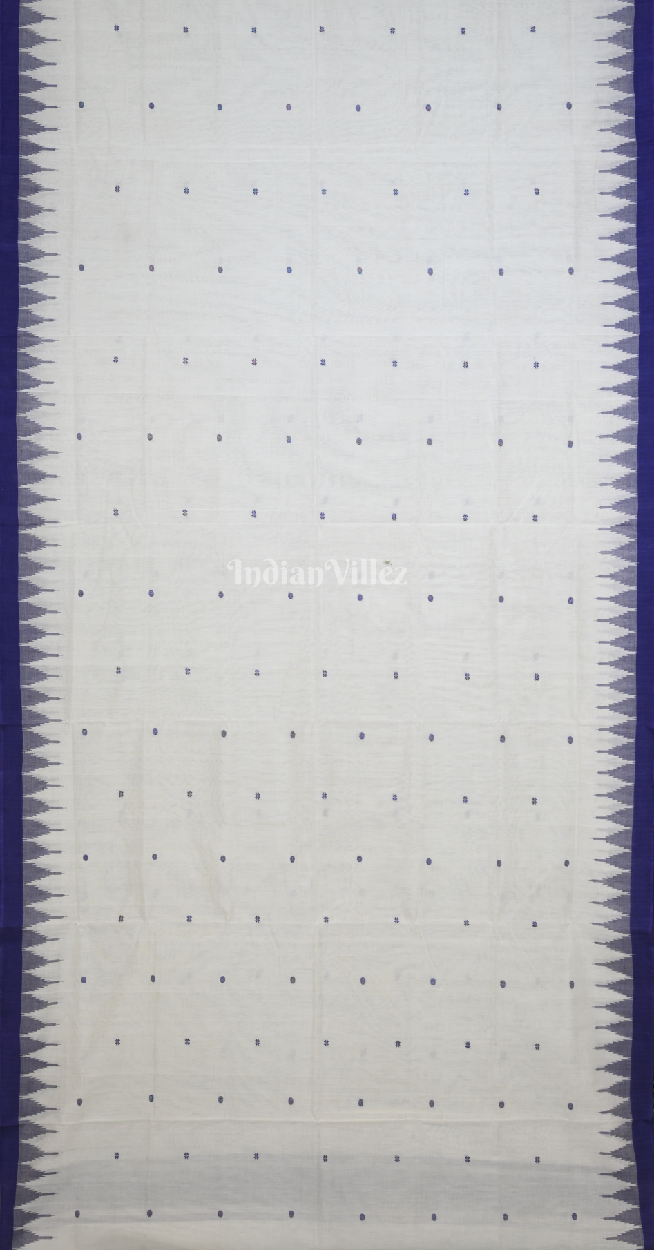 White Blue Buti Sachipar Odisha Ikat Sambalpuri Cotton Saree 