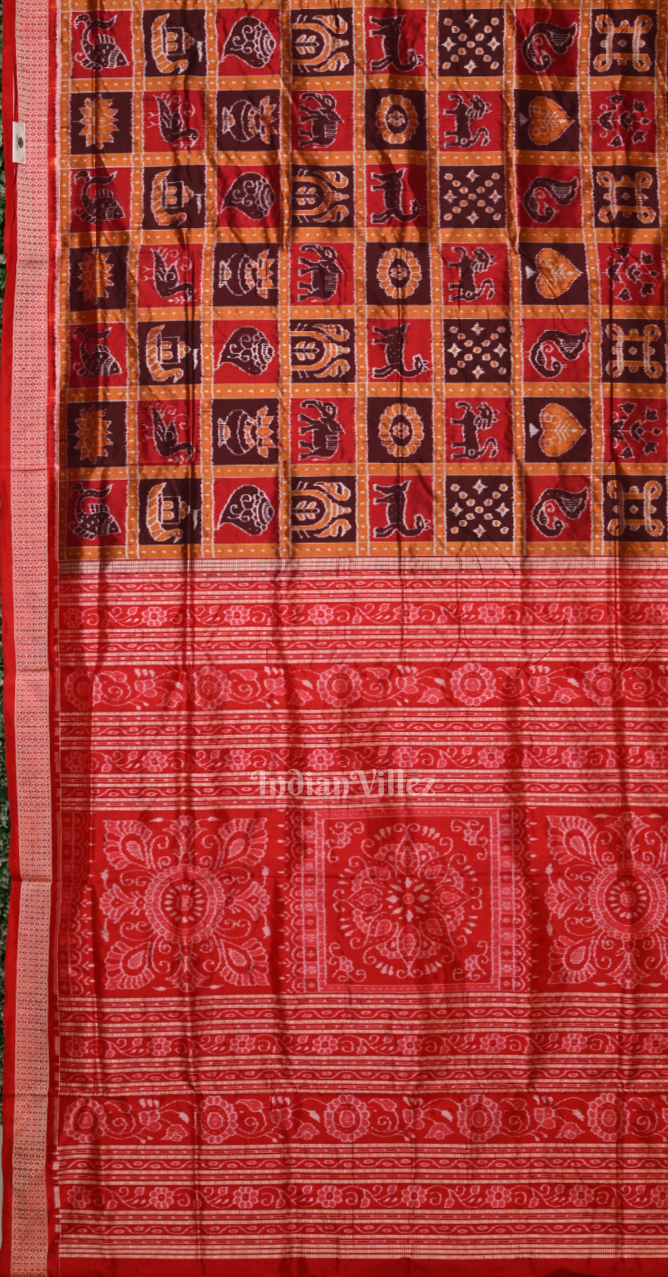 Madhuri Dixit Rust Maroon Red Nabakothi Odisha Ikat Sambalpuri Silk Saree - (Pre Order)