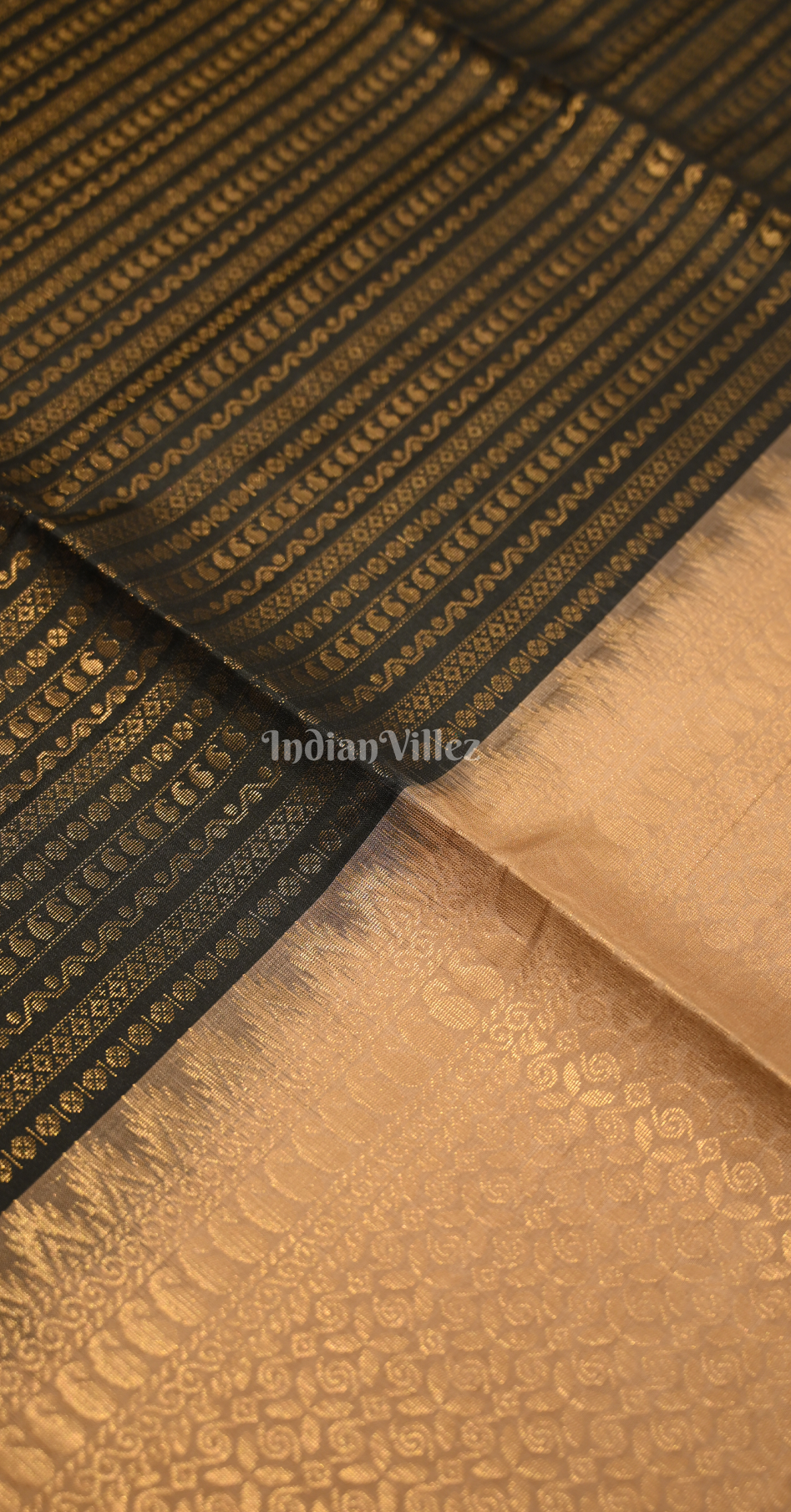 Black Golden Zari Pure Kanjivaram Soft Silk Saree 