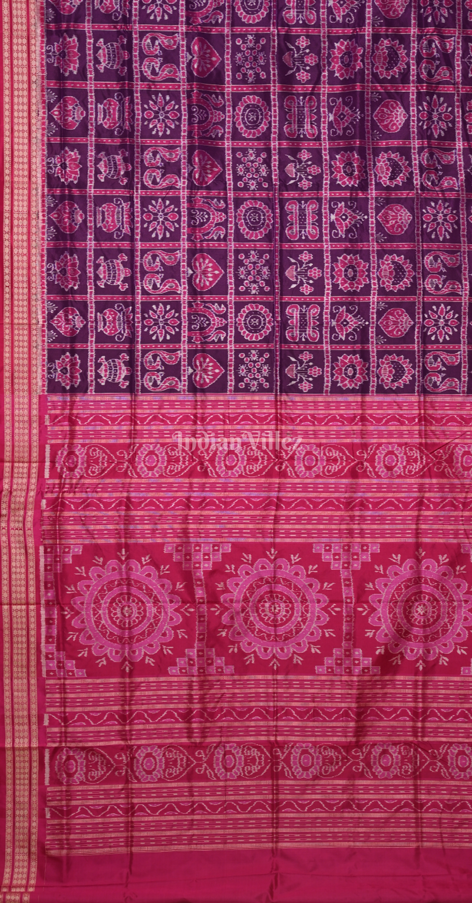 Purple Wine Nabakothi Odisha Ikat Sambalpuri Silk Saree 