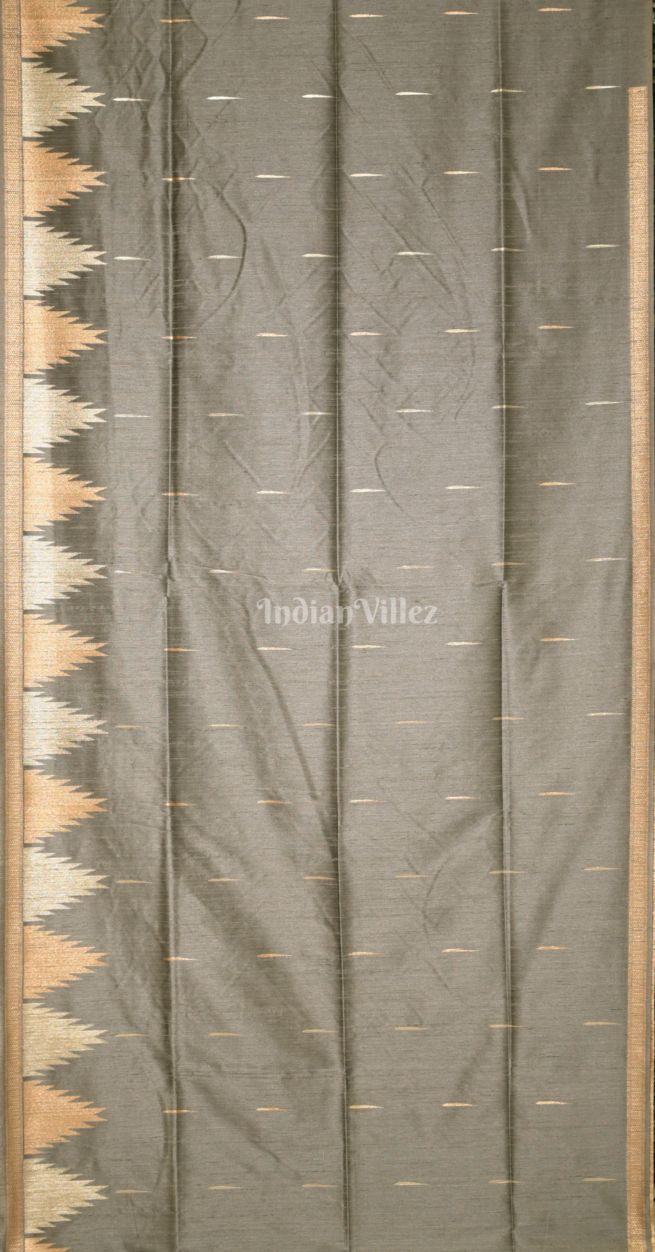 Grey Golden South Tussar Silk Saree