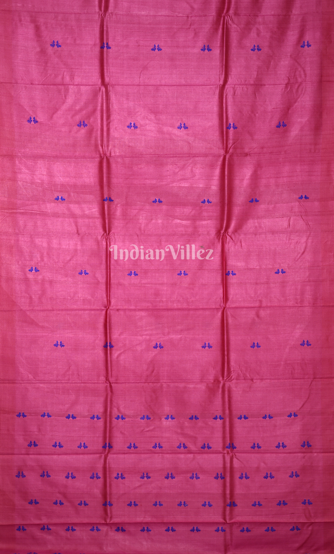 Pink Blue Butterfly Motif Fine Gopalpur Tussar Silk Saree 
