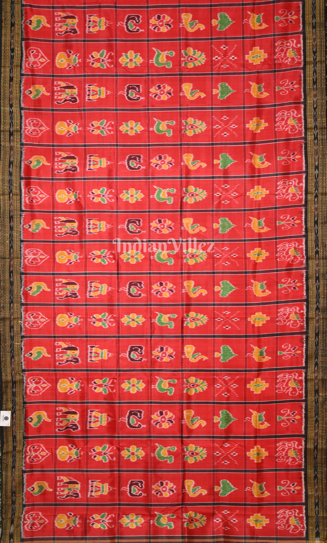 Red Maroon Nabakothi Odisha Ikat Khandua Silk Saree 