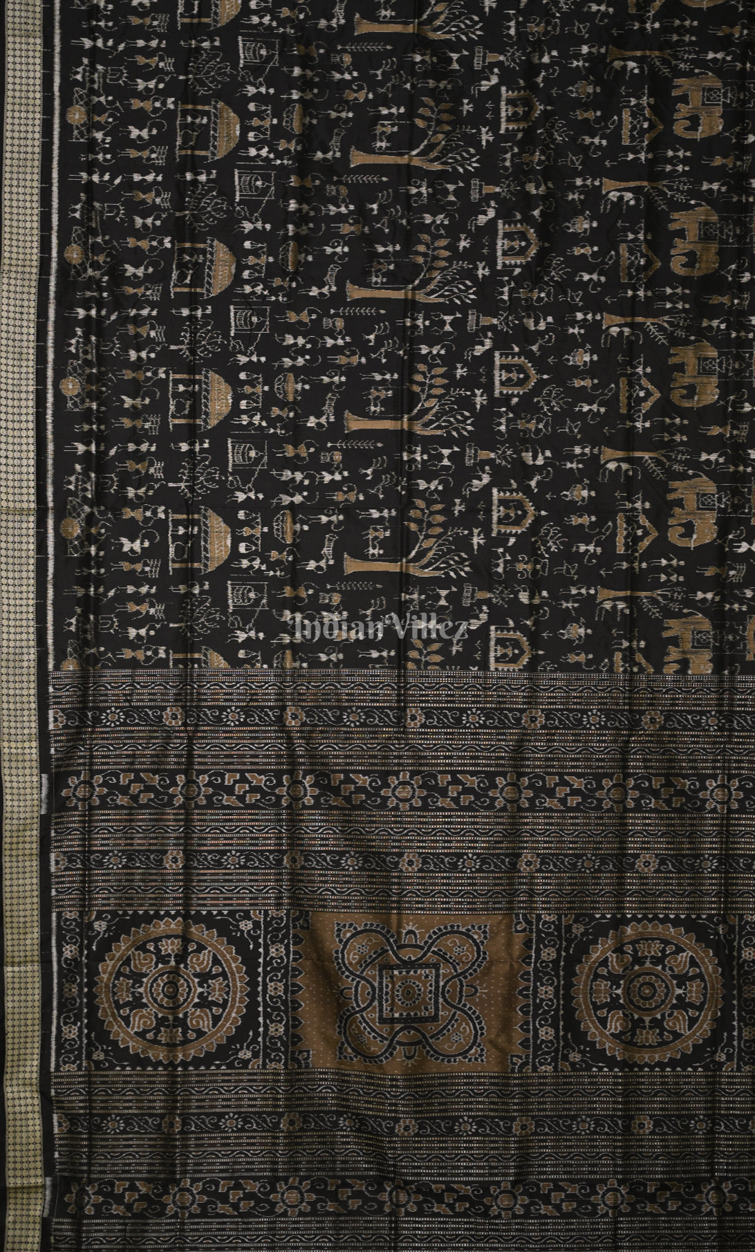 Elegant Black Tribal Theme Odisha Ikat Sambalpuri Silk Saree