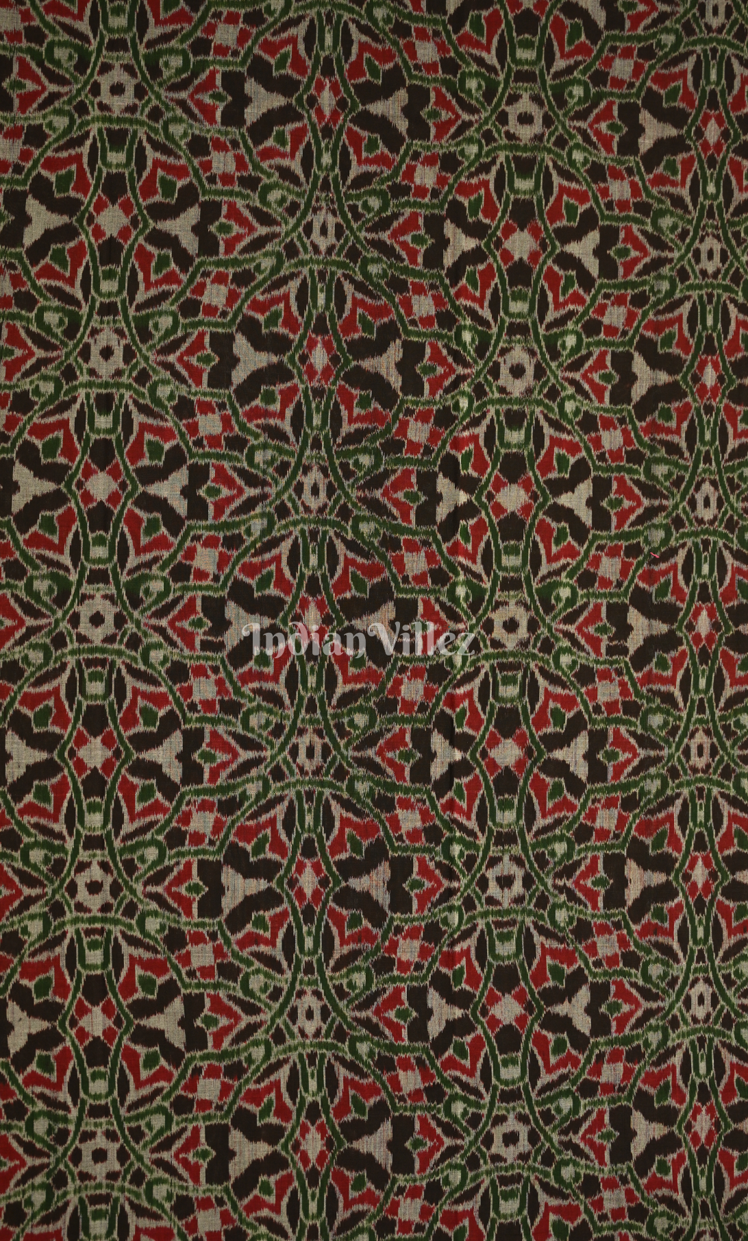 Black Aqua Green Floral Motif Odisha Ikat Sambalpuri Dress Set & Dupatta 