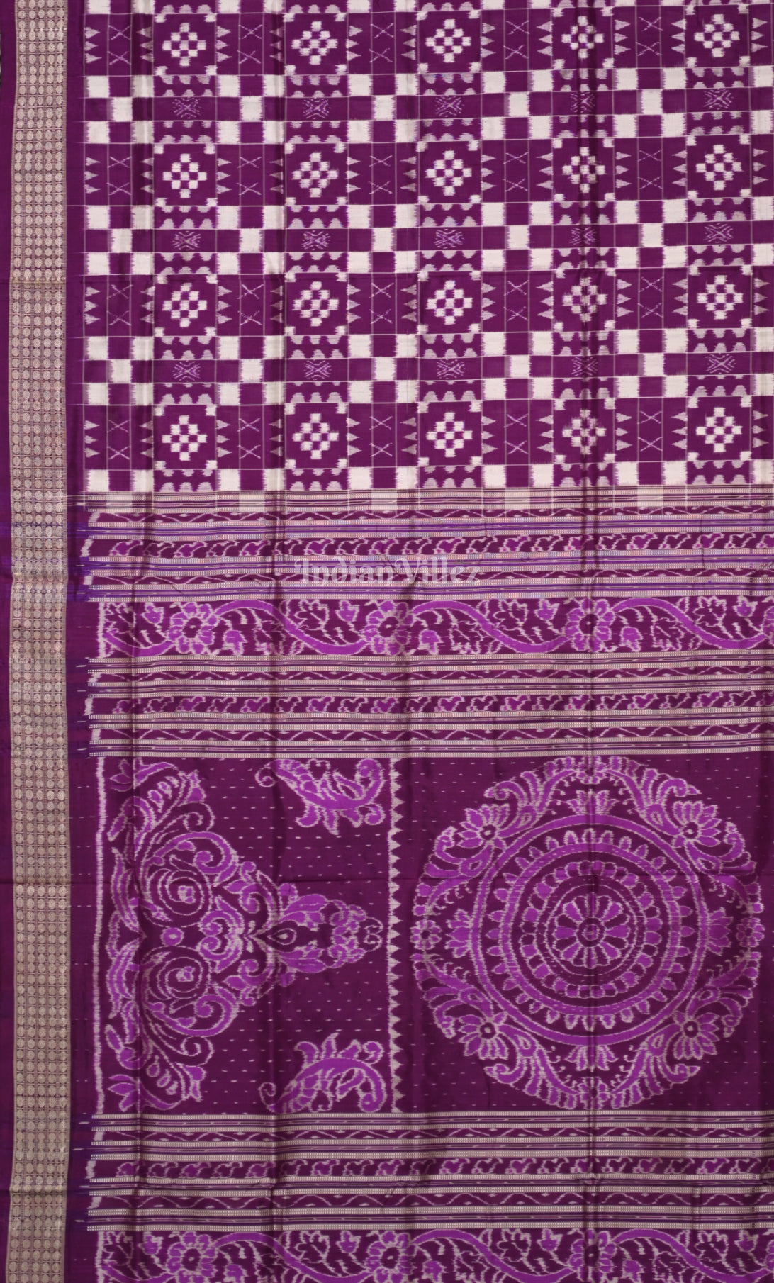 Purple Pasapali Odisha Ikat Sambalpuri Silk Saree 