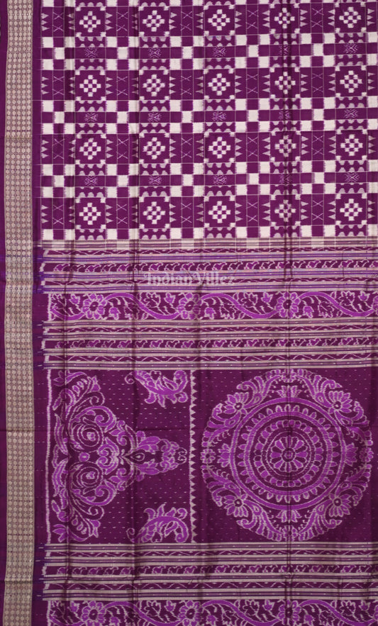 Purple Pasapali Odisha Ikat Sambalpuri Silk Saree 