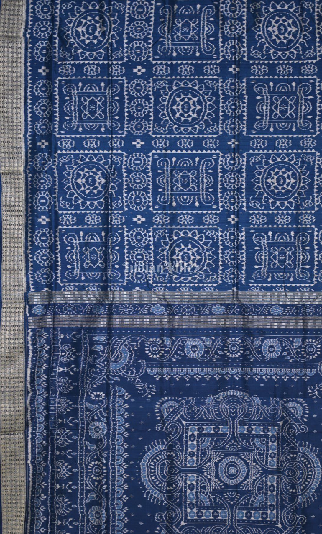 Blue Jhoti Theme Odisha Ikat Sambalpuri Silk Saree