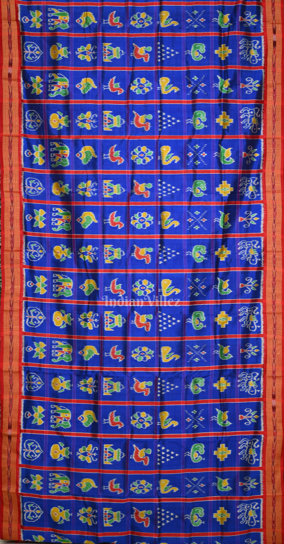 Blue Maroon Nabakothi Odisha Ikat Khandua Silk Saree