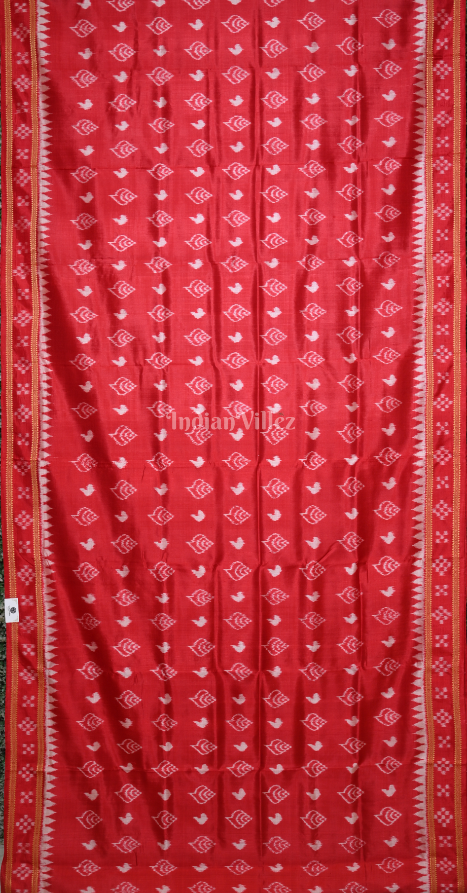 Maroon Sankha Motif  Pasapali Border Odisha Ikat Khandua Silk Saree 
